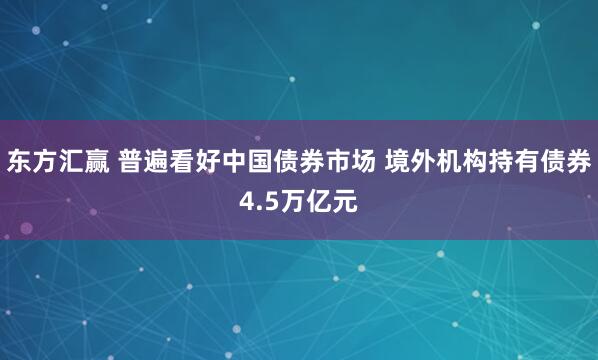 东方汇赢 普遍看好中国债券市场 境外机构持有债券4.5万亿元